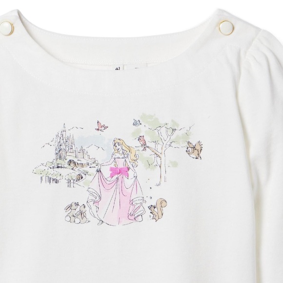 Janie and Jack Aurora Top Size Girl 6 Disney Princess Button Shoulder Blouse NWT - Picture 2 of 4
